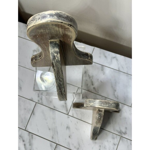 Vintage Solid Wood Bookends Distressed Hand Made MCM Modern Farmhouse Primitive - Picture 5 of 9